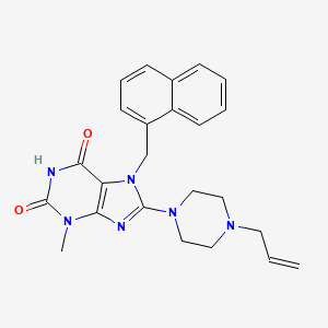 molecular formula C24H26N6O2 B2822108 3-甲基-7-(萘-1-基甲基)-8-(4-丙-2-烯基哌嗪-1-基)嘌呤-2,6-二酮 CAS No. 887030-44-6