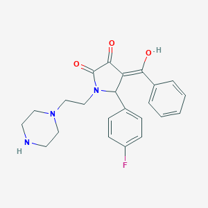 molecular formula C23H24FN3O3 B282211 4-benzoyl-5-(4-fluorophenyl)-3-hydroxy-1-[2-(1-piperazinyl)ethyl]-1,5-dihydro-2H-pyrrol-2-one 