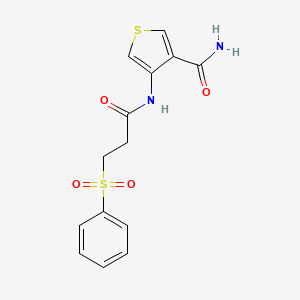 molecular formula C14H14N2O4S2 B2822118 4-[3-(Benzenesulfonyl)propanamido]thiophene-3-carboxamide CAS No. 2097936-89-3