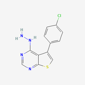 molecular formula C12H9ClN4S B2822119 5-(4-氯苯基)-4-肼基噻吩并[2,3-d]嘧啶 CAS No. 330473-50-2