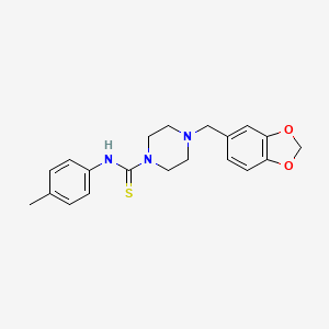 molecular formula C20H23N3O2S B2822126 4-(1,3-benzodioxol-5-ylmethyl)-N-(4-methylphenyl)piperazine-1-carbothioamide CAS No. 402781-97-9