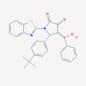 molecular formula C28H24N2O3S B282213 1-(1,3-benzothiazol-2-yl)-4-benzoyl-5-(4-tert-butylphenyl)-3-hydroxy-1,5-dihydro-2H-pyrrol-2-one 