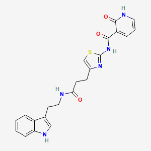 molecular formula C22H21N5O3S B2822134 N-(4-(3-((2-(1H-indol-3-yl)ethyl)amino)-3-oxopropyl)thiazol-2-yl)-2-oxo-1,2-dihydropyridine-3-carboxamide CAS No. 1091385-31-7