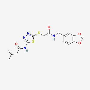 N-[5-[2-(1,3-benzodioxol-5-ylmethylamino)-2-oxoethyl]sulfanyl-1,3,4-thiadiazol-2-yl]-3-methylbutanamide