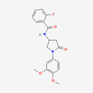 N-(1-(3,4-dimethoxyphenyl)-5-oxopyrrolidin-3-yl)-2-fluorobenzamide