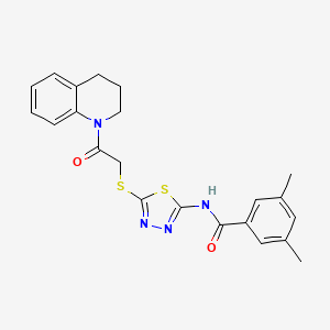 molecular formula C22H22N4O2S2 B2822188 N-(5-((2-(3,4-dihydroquinolin-1(2H)-yl)-2-oxoethyl)thio)-1,3,4-thiadiazol-2-yl)-3,5-dimethylbenzamide CAS No. 361166-12-3