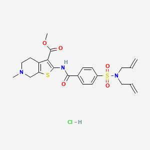 molecular formula C23H28ClN3O5S2 B2822192 methyl 2-(4-(N,N-diallylsulfamoyl)benzamido)-6-methyl-4,5,6,7-tetrahydrothieno[2,3-c]pyridine-3-carboxylate hydrochloride CAS No. 1216797-52-2