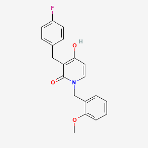 molecular formula C20H18FNO3 B2822202 3-(4-fluorobenzyl)-4-hydroxy-1-(2-methoxybenzyl)-2(1H)-pyridinone CAS No. 477856-10-3