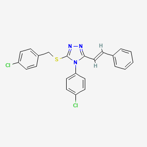 molecular formula C23H17Cl2N3S B2822203 4-(4-chlorophenyl)-3-[(4-chlorophenyl)methylsulfanyl]-5-[(E)-2-phenylethenyl]-1,2,4-triazole CAS No. 551920-94-6