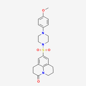 molecular formula C23H27N3O4S B2822208 9-((4-(4-甲氧苯基)哌嗪-1-基)磺酰)-1,2,6,7-四氢吡啶[3,2,1-ij]喹啉-3(5H)-酮 CAS No. 898438-59-0