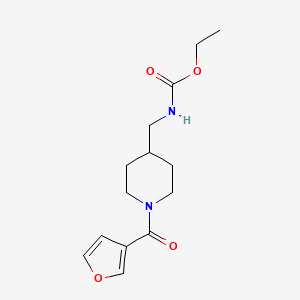 molecular formula C14H20N2O4 B2822210 乙基 ((1-(呋喃-3-甲酰)哌啶-4-基)甲基)氨基甲酸酯 CAS No. 1396713-41-9