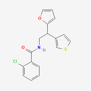 molecular formula C17H14ClNO2S B2822213 2-氯-N-[2-(呋喃-2-基)-2-(噻吩-3-基)乙基]苯甲酰胺 CAS No. 2097857-49-1