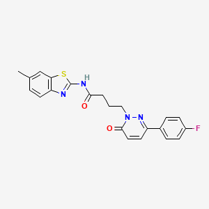 molecular formula C22H19FN4O2S B2822214 4-(3-(4-fluorophenyl)-6-oxopyridazin-1(6H)-yl)-N-(6-methylbenzo[d]thiazol-2-yl)butanamide CAS No. 946266-81-5