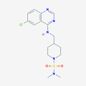 molecular formula C16H22ClN5O2S B2822220 4-[[(6-Chloroquinazolin-4-yl)amino]methyl]-N,N-dimethylpiperidine-1-sulfonamide CAS No. 2380085-69-6