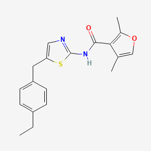 molecular formula C19H20N2O2S B2822228 N-[5-(4-ethylbenzyl)-1,3-thiazol-2-yl]-2,4-dimethylfuran-3-carboxamide CAS No. 915934-04-2