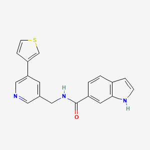 molecular formula C19H15N3OS B2822231 N-((5-(噻吩-3-基)吡啶-3-基)甲基)-1H-吲哚-6-羧酰胺 CAS No. 1795303-21-7