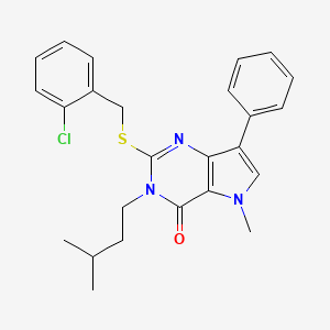 molecular formula C25H26ClN3OS B2822234 2-((2-氯苄基)硫代)-3-异戊基-5-甲基-7-苯基-3H-吡唑并[3,2-d]嘧啶-4(5H)-酮 CAS No. 1115371-44-2