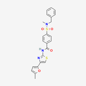molecular formula C23H21N3O4S2 B2822244 4-[苄基(甲基)磺酰氨基]-N-[4-(5-甲基呋喃-2-基)-1,3-噻唑-2-基]苯甲酰胺 CAS No. 683792-40-7