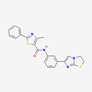 molecular formula C22H18N4OS2 B2822249 N-(3-(2,3-dihydroimidazo[2,1-b]thiazol-6-yl)phenyl)-4-methyl-2-phenylthiazole-5-carboxamide CAS No. 872630-16-5