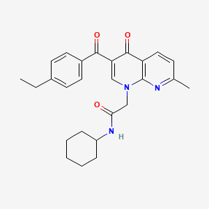 molecular formula C26H29N3O3 B2822250 N-cyclohexyl-2-(3-(4-ethylbenzoyl)-7-methyl-4-oxo-1,8-naphthyridin-1(4H)-yl)acetamide CAS No. 894887-58-2