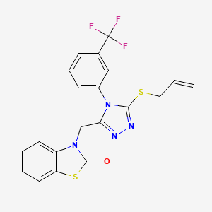 molecular formula C20H15F3N4OS2 B2822260 3-((5-(allylthio)-4-(3-(trifluoromethyl)phenyl)-4H-1,2,4-triazol-3-yl)methyl)benzo[d]thiazol-2(3H)-one CAS No. 847403-72-9