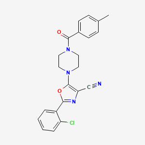 molecular formula C22H19ClN4O2 B2822264 2-(2-Chlorophenyl)-5-(4-(4-methylbenzoyl)piperazin-1-yl)oxazole-4-carbonitrile CAS No. 946377-48-6