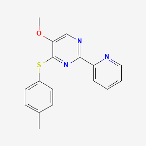 molecular formula C17H15N3OS B2822272 甲基-4-[(4-甲基苯基)硫基]-2-(2-吡啶基)-5-嘧啶基醚 CAS No. 338772-31-9