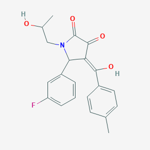 molecular formula C21H20FNO4 B282228 5-(3-fluorophenyl)-3-hydroxy-1-(2-hydroxypropyl)-4-(4-methylbenzoyl)-1,5-dihydro-2H-pyrrol-2-one 