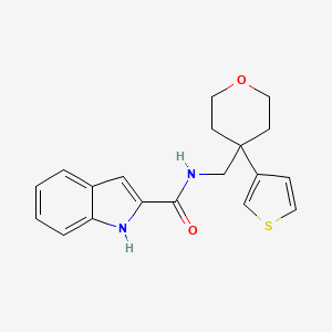 molecular formula C19H20N2O2S B2822284 N-((4-(thiophen-3-yl)tetrahydro-2H-pyran-4-yl)methyl)-1H-indole-2-carboxamide CAS No. 2309346-35-6