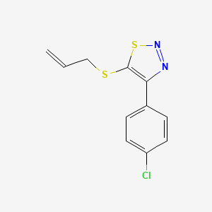 molecular formula C11H9ClN2S2 B2822288 5-(Allylsulfanyl)-4-(4-chlorophenyl)-1,2,3-thiadiazole CAS No. 338409-74-8