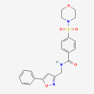 molecular formula C21H21N3O5S B2822289 4-(morpholinosulfonyl)-N-((5-phenylisoxazol-3-yl)methyl)benzamide CAS No. 946209-87-6