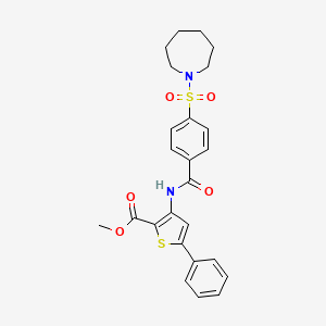 molecular formula C25H26N2O5S2 B2822290 Methyl 3-(4-(azepan-1-ylsulfonyl)benzamido)-5-phenylthiophene-2-carboxylate CAS No. 396724-93-9