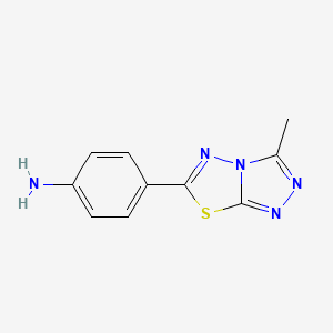 molecular formula C10H9N5S B2822291 4-(3-Methyl[1,2,4]triazolo[3,4-b][1,3,4]thiadiazol-6-yl)aniline CAS No. 701251-76-5