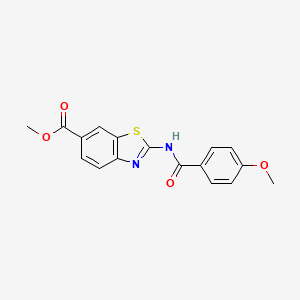 molecular formula C17H14N2O4S B2822298 甲基-2-(4-甲氧基苯甲酰胺基)苯并[d]噻唑-6-羧酸甲酯 CAS No. 887902-66-1
