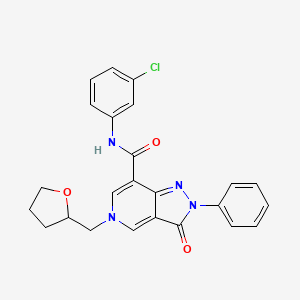 molecular formula C24H21ClN4O3 B2822302 N-(3-chlorophenyl)-3-oxo-2-phenyl-5-((tetrahydrofuran-2-yl)methyl)-3,5-dihydro-2H-pyrazolo[4,3-c]pyridine-7-carboxamide CAS No. 923250-37-7