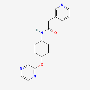 molecular formula C17H20N4O2 B2822305 N-((1r,4r)-4-(pyrazin-2-yloxy)cyclohexyl)-2-(pyridin-3-yl)acetamide CAS No. 2034316-85-1