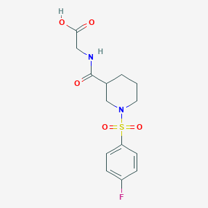 molecular formula C14H17FN2O5S B2822306 N-({1-[(4-fluorophenyl)sulfonyl]piperidin-3-yl}carbonyl)glycine CAS No. 929856-87-1