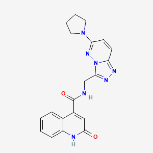 molecular formula C20H19N7O2 B2822309 2-hydroxy-N-((6-(pyrrolidin-1-yl)-[1,2,4]triazolo[4,3-b]pyridazin-3-yl)methyl)quinoline-4-carboxamide CAS No. 2034370-52-8