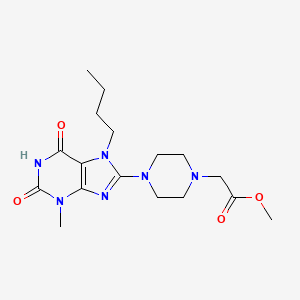 molecular formula C17H26N6O4 B2822312 methyl 2-(4-(7-butyl-3-methyl-2,6-dioxo-2,3,6,7-tetrahydro-1H-purin-8-yl)piperazin-1-yl)acetate CAS No. 898408-43-0