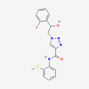 molecular formula C18H17FN4O2S B2822323 1-(2-(2-fluorophenyl)-2-hydroxyethyl)-N-(2-(methylthio)phenyl)-1H-1,2,3-triazole-4-carboxamide CAS No. 2034344-28-8