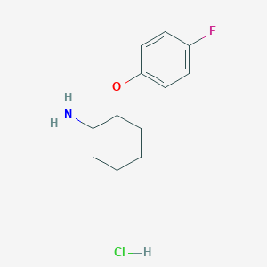 molecular formula C12H17ClFNO B2822327 2-(4-Fluorophenoxy)cyclohexan-1-amine;hydrochloride CAS No. 2361634-61-7