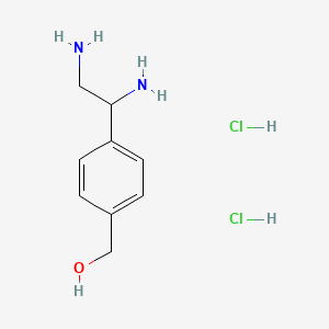 molecular formula C9H16Cl2N2O B2822334 [4-(1,2-Diaminoethyl)phenyl]methanol;dihydrochloride CAS No. 2260930-90-1