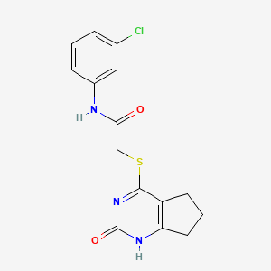 molecular formula C15H14ClN3O2S B2822349 N-(3-chlorophenyl)-2-[(2-oxo-1,5,6,7-tetrahydrocyclopenta[d]pyrimidin-4-yl)sulfanyl]acetamide CAS No. 1001612-27-6