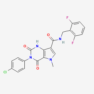 molecular formula C21H15ClF2N4O3 B2822352 3-(4-chlorophenyl)-N-(2,6-difluorobenzyl)-5-methyl-2,4-dioxo-2,3,4,5-tetrahydro-1H-pyrrolo[3,2-d]pyrimidine-7-carboxamide CAS No. 921806-18-0