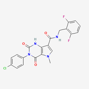 molecular formula C21H15ClF2N4O3 B2822352 3-(4-氯苯基)-N-(2,6-二氟苯甲基)-5-甲基-2,4-二氧代-2,3,4,5-四氢-1H-吡咯并[3,2-d]嘧啶-7-甲酰胺 CAS No. 921806-18-0