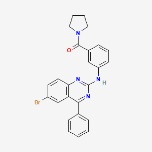 molecular formula C25H21BrN4O B2822358 6-bromo-4-phenyl-N-[3-(pyrrolidine-1-carbonyl)phenyl]quinazolin-2-amine CAS No. 332867-68-2