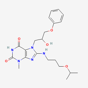 molecular formula C21H29N5O5 B2822361 7-(2-羟基-3-苯氧基丙基)-8-((3-异丙氧基丙基)氨基)-3-甲基-1H-嘌呤-2,6(3H,7H)-二酮 CAS No. 941873-88-7