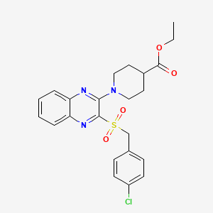 molecular formula C23H24ClN3O4S B2822374 乙酸1-(3-((4-氯苄基)磺酰)喹喔啉-2-基)哌啶-4-酸酯 CAS No. 1105213-69-1