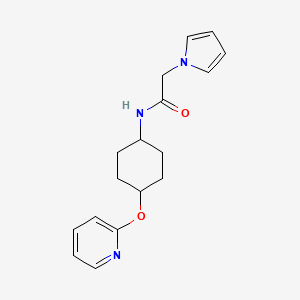 molecular formula C17H21N3O2 B2822375 2-(1H-pyrrol-1-yl)-N-[(1r,4r)-4-(pyridin-2-yloxy)cyclohexyl]acetamide CAS No. 2034473-60-2