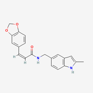 molecular formula C20H18N2O3 B2822377 (Z)-3-(苯并[d][1,3]二噁杂环-5-基)-N-((2-甲基-1H-吲哚-5-基)甲基)丙烯酰胺 CAS No. 852136-63-1